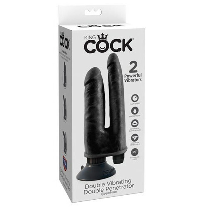 King Cock Vibrating Double Penetrator Black