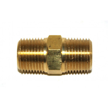 NIPPLE - HEX - 3/8" X 3/8" MPT - BRASS