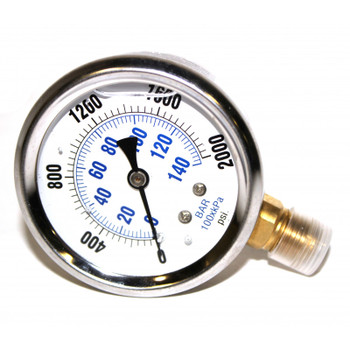 PRESSURE GAUGE - BOTTOM MOUNT - 2000 PSI