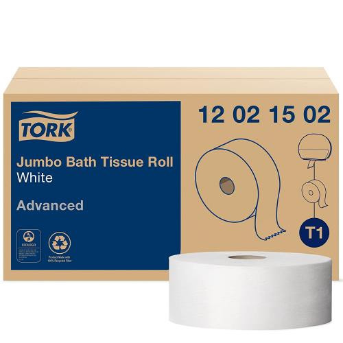Jumbo Toilet Tissue Roll, White, 3.55" x 1600'