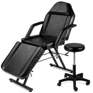 Black Adjustable Massage Bed Salon Chair w/ Hydraulic Stool Q280-IWAM1760