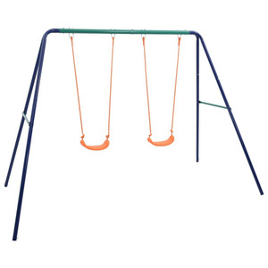 Swing Set Blue Steel Medium Durable Outdoor Swing Set A949-92318