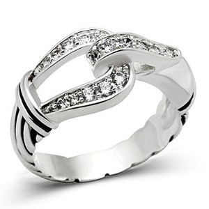 SS050 - Silver 925 Sterling Silver Ring with AAA Grade CZ  in Clear A874-SS050