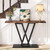 Modern 43-inch Narrow Entryway Table with Brown Wood Top and Black Metal Frame Q280-RBRBLKCT95914758
