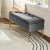 Mid-Century Modern End of Bed Storage Bench with Gray Velvet Seat and Gold Legs Q280-GRKUFSB149236851