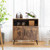 Mid-century Wooden Storage Cabinet Wine Glass Holders-Rustic Brown - Color: Rustic Brown D681-HV10126CF