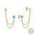 925 Sterling Silver Rhinstone Inlaid Chain Tassel Wholesale Women Stud Earrings A392-sear0378