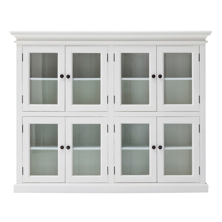 52" White Wood and Glass Two Level Storage Cabinet N270-397841