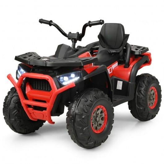 12 V Kids Electric 4-Wheeler ATV Quad with MP3 and LED Lights-Red - Color: Red D681-TY327802RE+