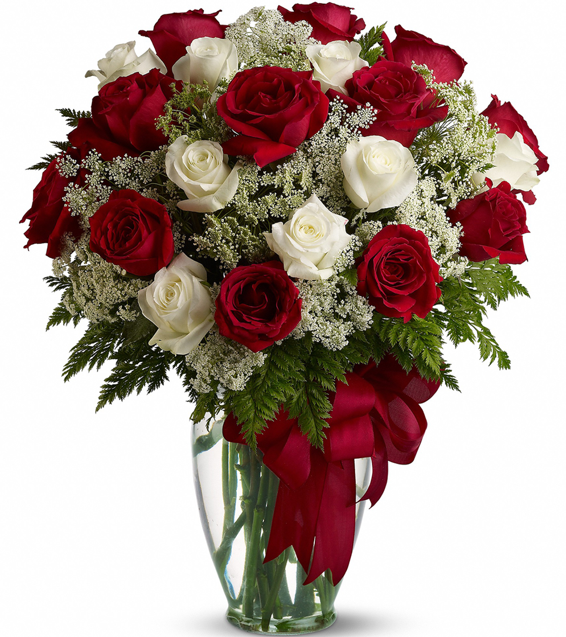 12 Red Roses with Glass Vase