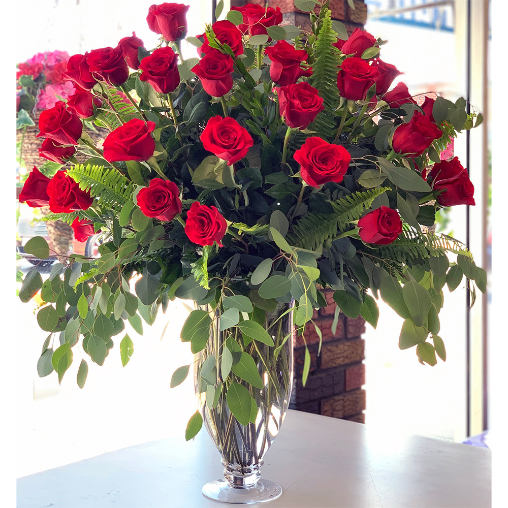 The Flirtatious Fifty Valentine S Day Bouquet 50 Red Roses