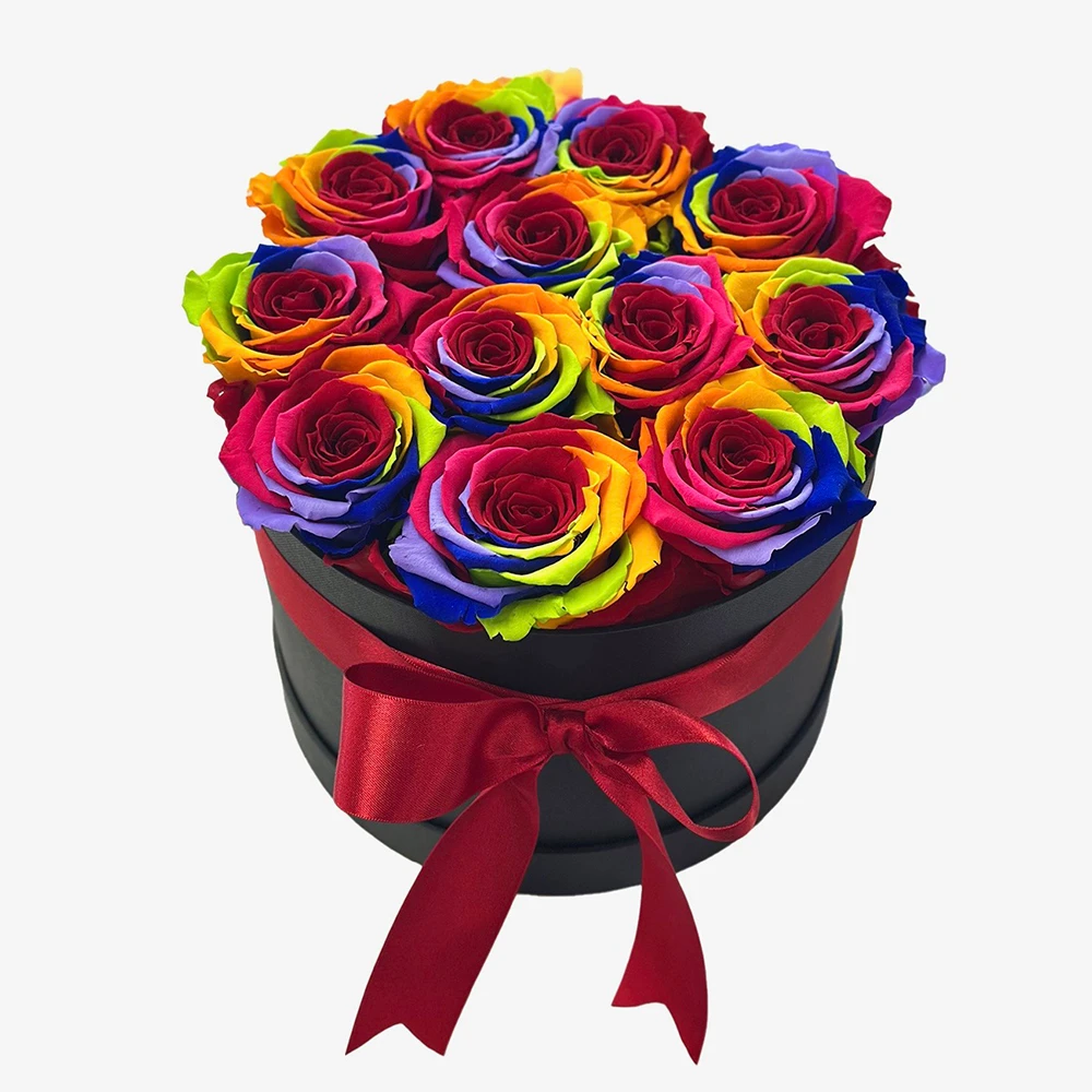 Deluxe Gift Box: 12 Rainbow Preserved Roses in a Luxury Box | Salvy the ...