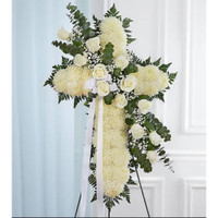 Faithful Blessing White Standing Cross | Salvy the Florist Faithful Blessing White Standing Cross | Salvy the Florist