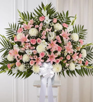 Love and Honor Pink and White Sympathy Basket | Salvy the Florist