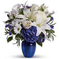Beautiful In Blue Vase Arrangement For Sympathy | Salvy The Florist