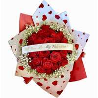 "Will You Be My Valentine?": 25 Red Roses in Deluxe Wrap With Lux Ribbon | Salvy the Florist