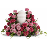 Bed of Pink Roses for Cremation | Salvy the Florist