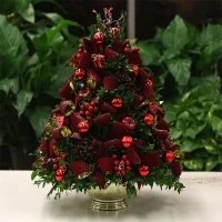 Season's Greetings Christmas Boxwood Tree | Salvy the Florist
