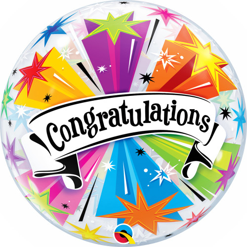 22" Congratulations "Banner Blast" Bubble Balloon | Salvy the Florist