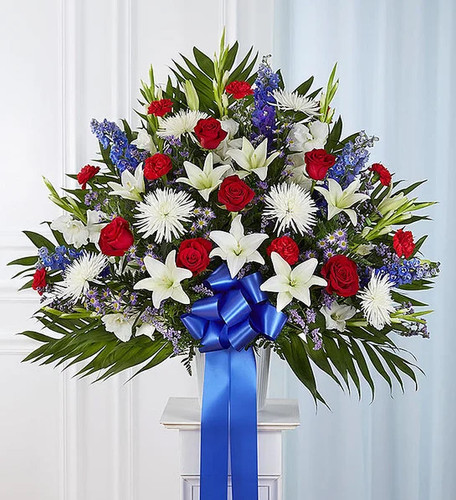 Loyal and True Red, White and Blue Sympathy Basket | Salvy the Florist