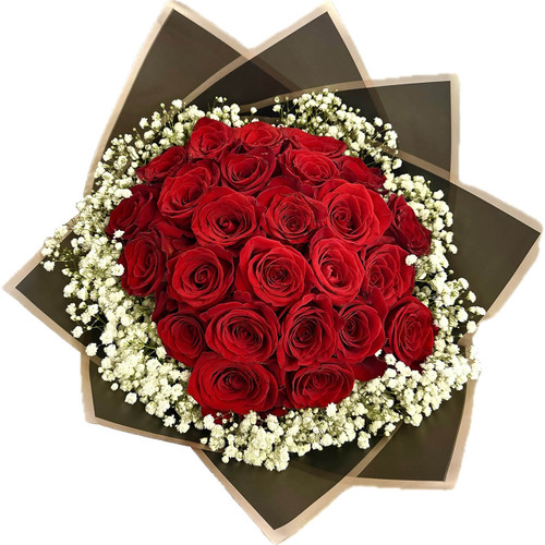 Classy Crimson: 25 Red Roses in Deluxe Wrap | Salvy the Florist