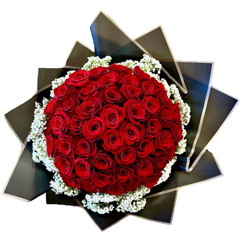 Absolutely Alluring: 50 Red Roses in Deluxe Wrap | Salvy the Florist