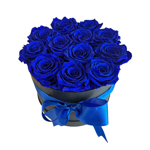 Deluxe Gift Box: 12 Blue Preserved Roses in a Luxury Box | Salvy the Florist