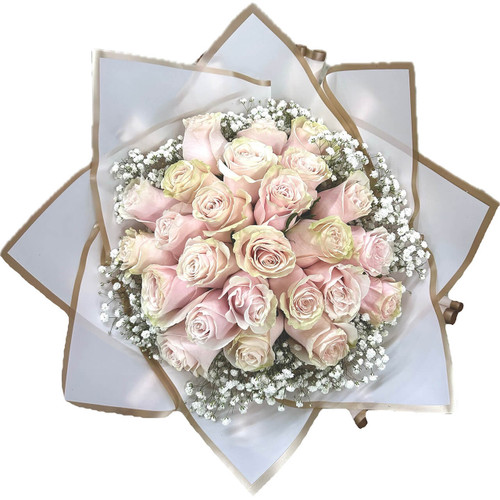 25 Blush Pink Roses in Deluxe Wrap For Mother's Day  | Salvy the Florist