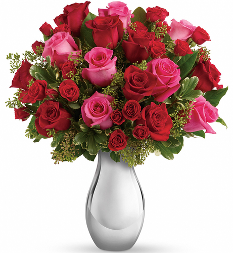 True Romance Bouquet - 8 Red and 8 Pink Roses | Salvy the Florist