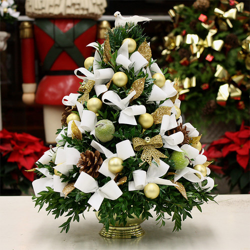Golden Dove Christmas Boxwood Tree | Salvy the Florist