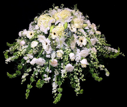 Salvy's White Remembrance Casket Spray | Salvy the Florist