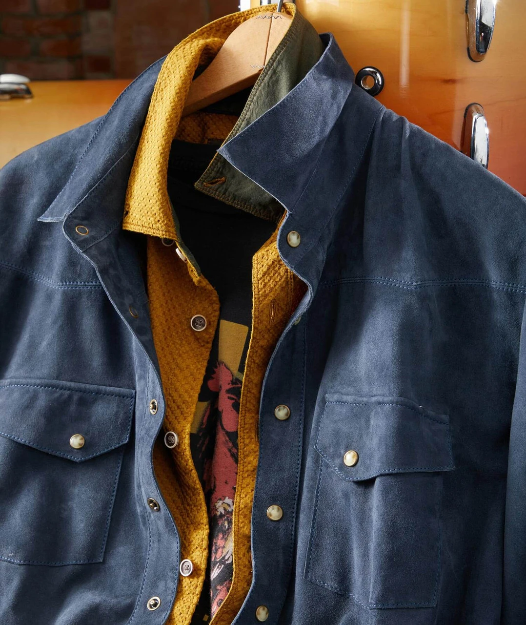 Goat Suede Leather Western Snap Front Jac-Shirt
