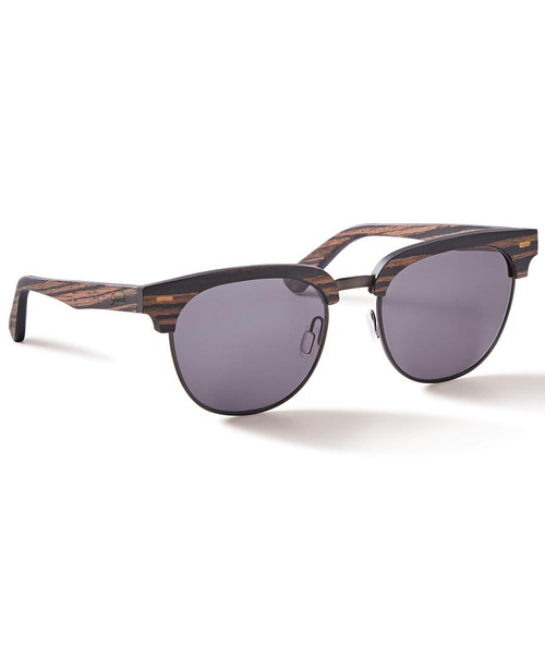 32 Bar Blues Sunup To Sundown sunglasses, wood frame with dark lenses and stylish design.