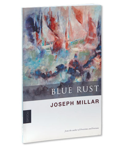 32 Bar Blues Joseph Millar - Blue Rust, book cover featuring an abstract watercolor painting with shades of blue, red, and orange.