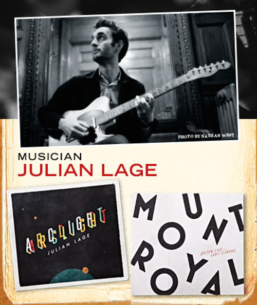 32 Bar Blues Julian Lage - Arclight, a music album cover with the artist's name and album title in vibrant letters