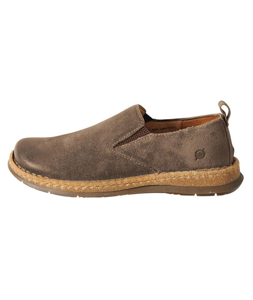 32 Bar Blues Mellow Down Easy, casual brown slip-on shoe with a suede upper and a comfortable rubber sole.