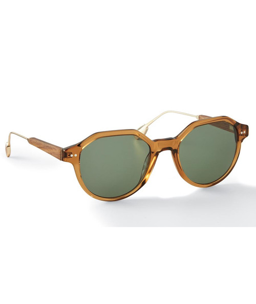 32 Bar Blues The Proper Angle sunglasses, stylish sunglasses with round frame and green tinted lenses.