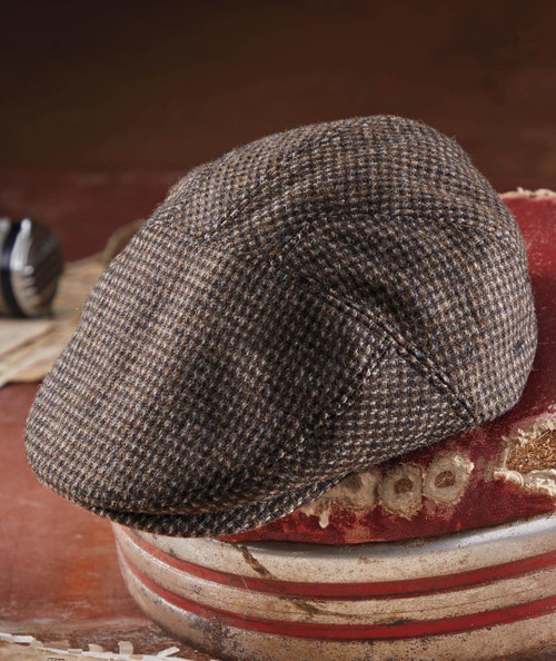 32 Bar Blues Keep It On Your Mind, Brown Tweed Flat Cap, Vintage Style Wool Hat.