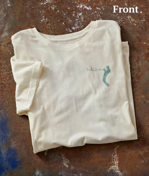 Attitude Dance T-Shirt, cream-colored crew neck T-shirt with a minimalist silhouette of a dancer playing a trumpet on the chest.