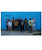 32 Bar Blues Ghost-Note - Mustard N' Onions, a group of nine musicians standing in front of a vibrant blue wall.