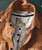 Product 32 Bar Blues Ramblin' Jack, close-up of a brown leather jacket with a white inner shirt featuring the 32 Bar Blues Ramblin' Jack label.