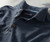 32 Bar Blues Samba Blue, close-up of a striped blue and black shirt with buttons and collar detail.