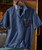 Got My Plans Squared Away, stylish men's short-sleeve button-up shirt with blue and white geometric pattern, featuring a contrasting inner collar and sunglasses clipped on front pocket.