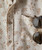 Papa's Gettin' Hot - Tan, close-up of a beige and brown floral patterned shirt with sunglasses hanging on the chest pocket