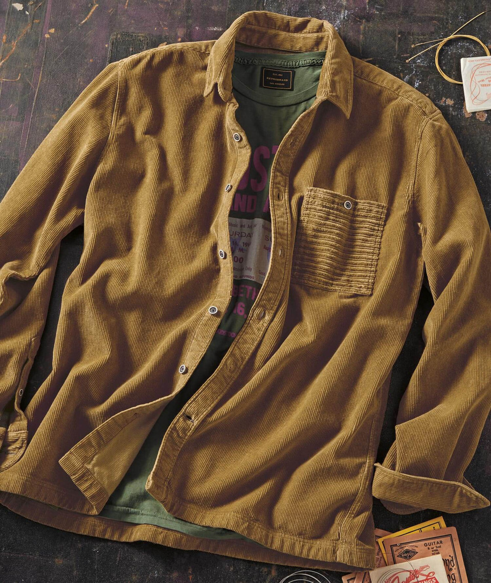 Up Over And Out  Long Sleeve Cotton Corduroy Overshirt