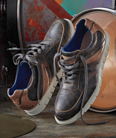 Two-Tone Men\'s Casual Lace-Up Shoes - Black & Brown Men Brown Black Wingtip Handmade Genuine Leather Shoes  main image 2