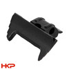 Underside detail of HK Parts enhanced magazine release showing mounting points and precision machining