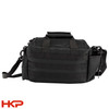 Rear View - HKP small range bag black rear view showing MOLLE-style webbing and carry handles