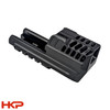 Front perspective of HKP HK Parts compensator for HK VP9 featuring a lightweight ported design and rail-mounted installation.