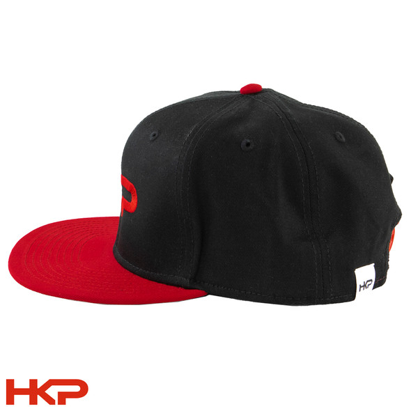 HKP Flat Brim Snapback Hat - OSFM - Black & Red